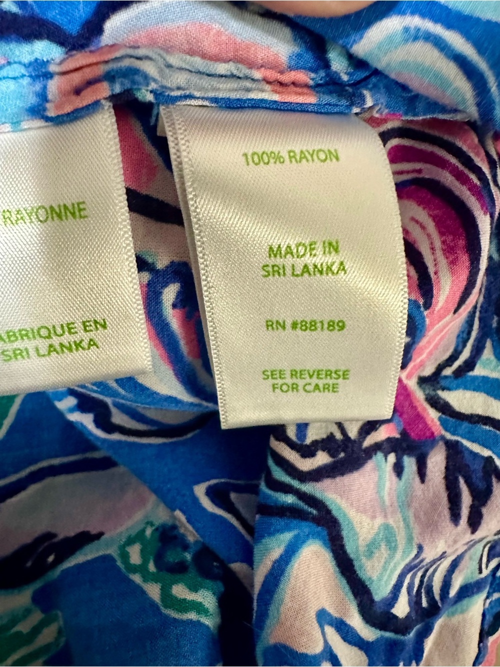 Lilly Pulitzer Blue Pink Ocean Print Tassel Blouse Size S - Picture 5 of 7